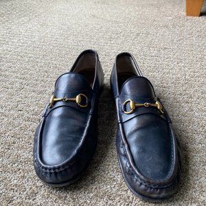 Dark Blue Gucci Loafers